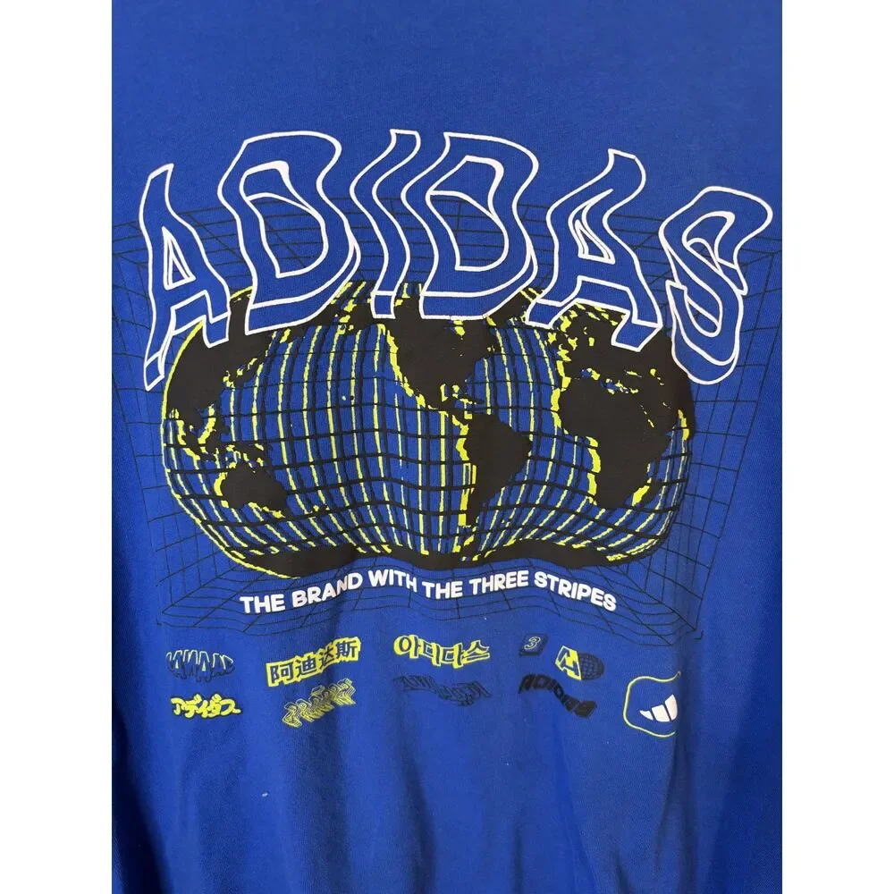 Adidas Athletics Pack Worldwide Blue Graphic Tee Size Large